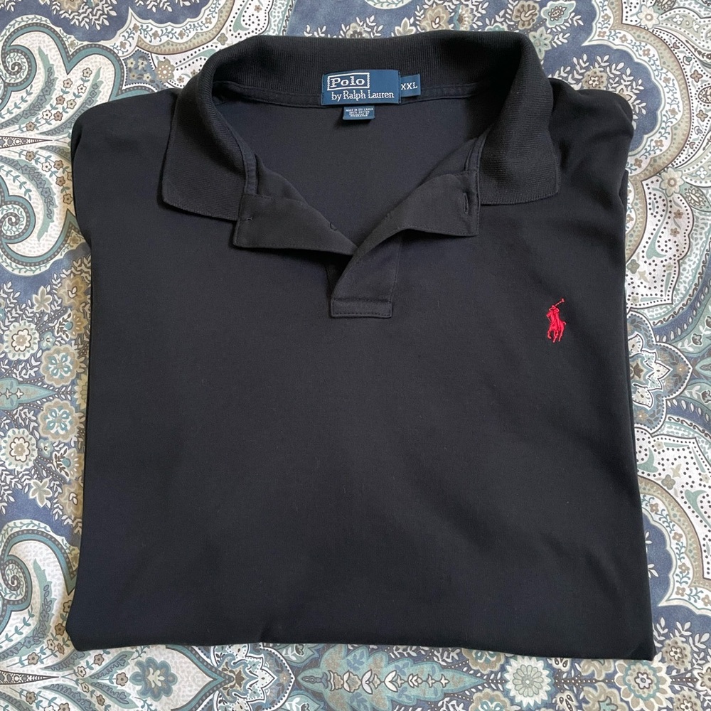 Ralph Lauren Black Polo Shirt Classic Piqué